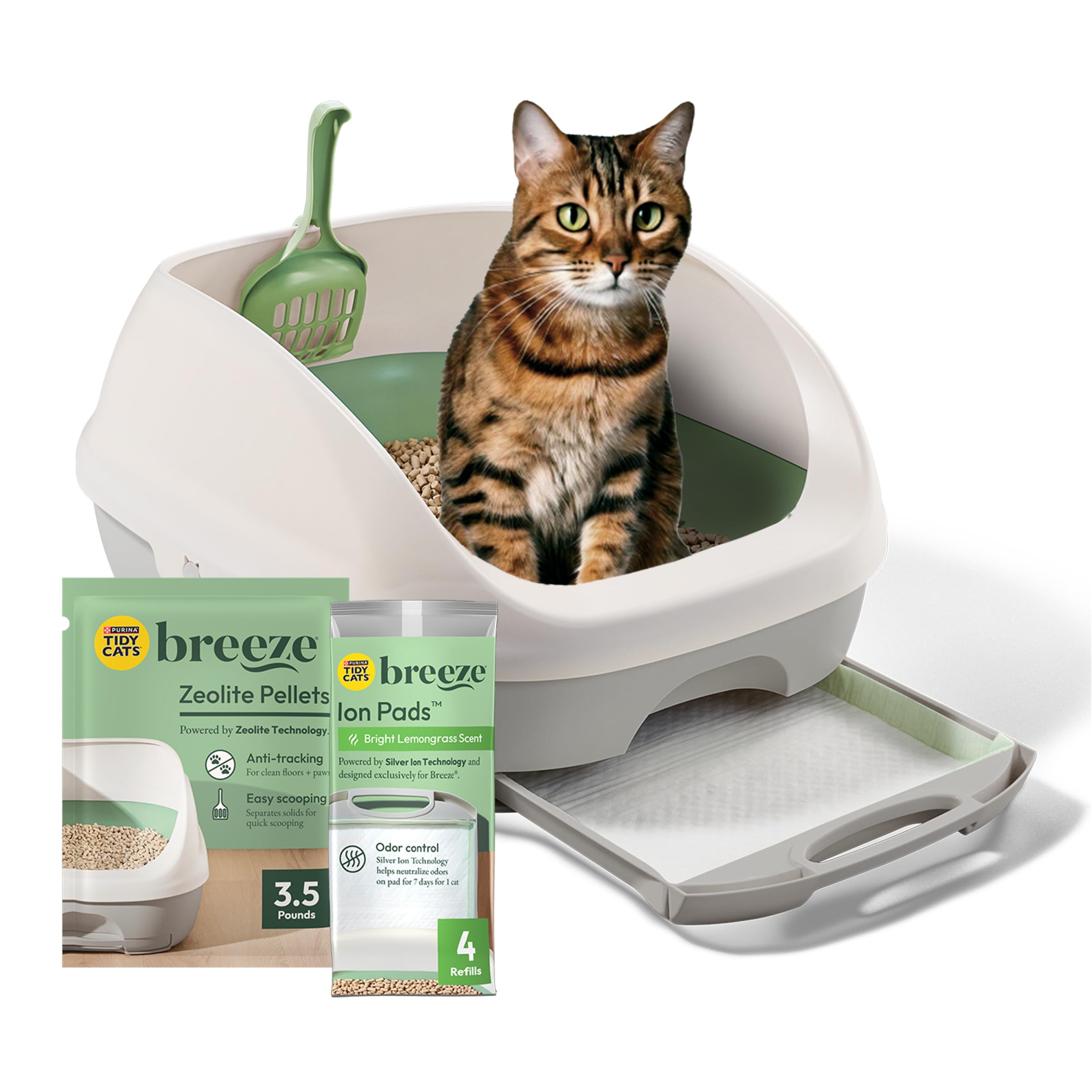 Purina Tidy Cats bac à litière ouvert montrant le design pratique et gain de temps