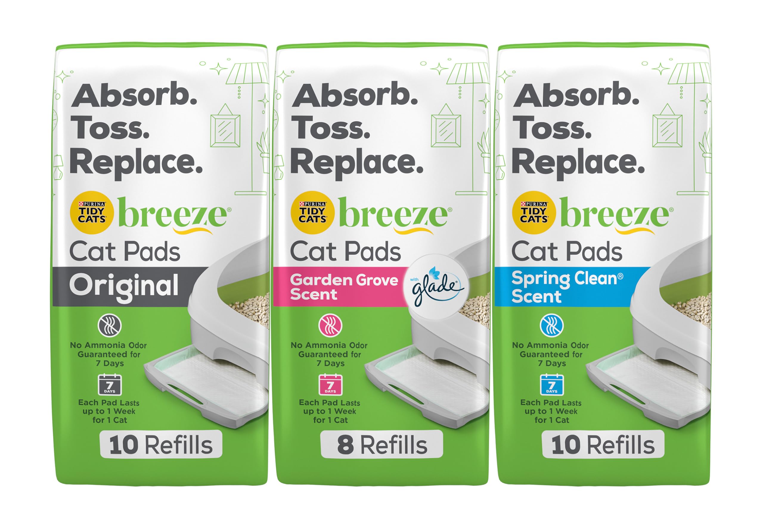 Purina Tidy Cats emballage avant montrant le pack variété et gain de simplicité