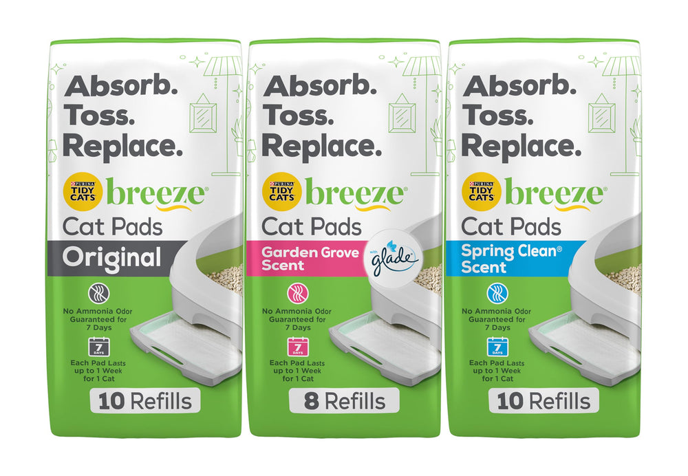 Purina Tidy Cats emballage avant montrant le pack variété et gain de simplicité