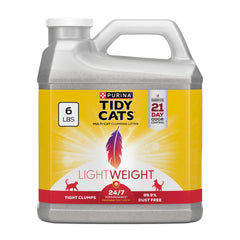 Purina Tidy Cats face du bidon montrant taille et poignée, facilite le transport