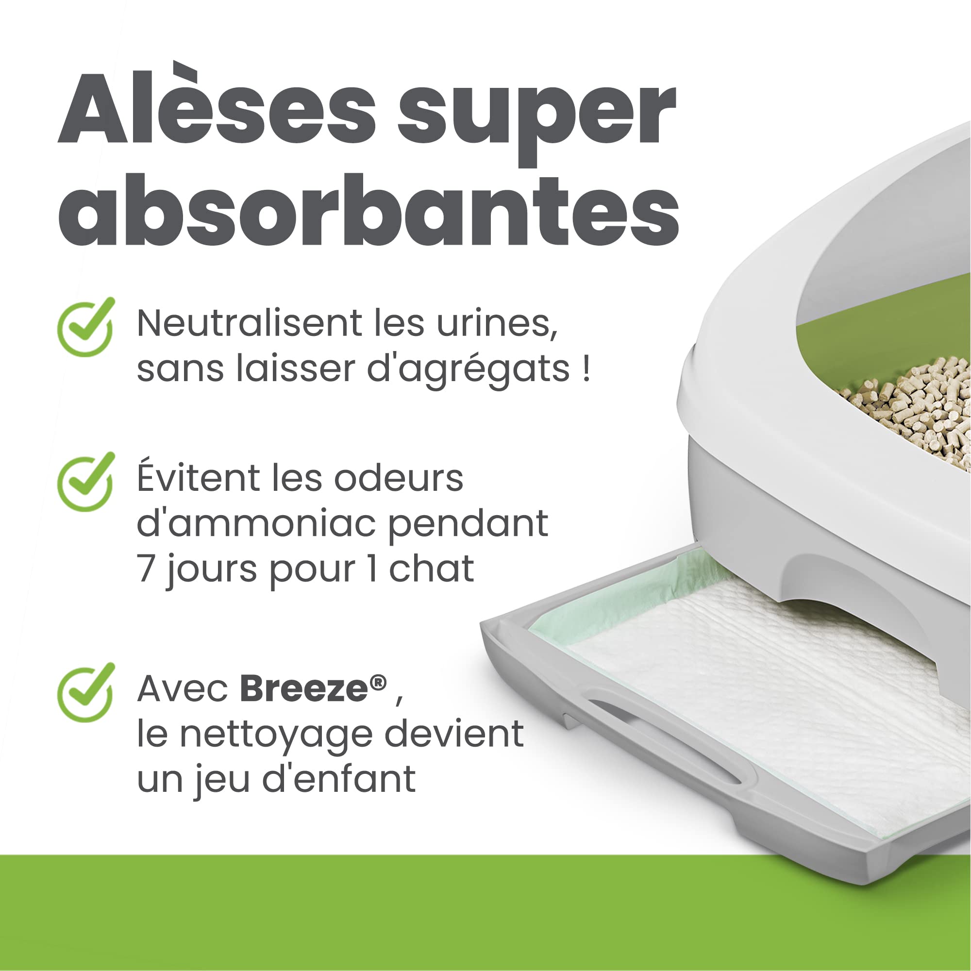 Purina Tidy Cats gros plan du coussinet absorbant pour contrôle rapide des odeurs