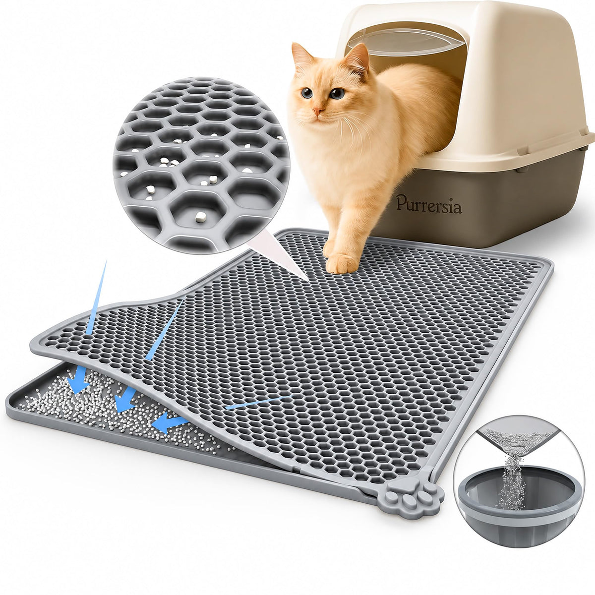 Purrersia tapis face avant montrant protection du sol
