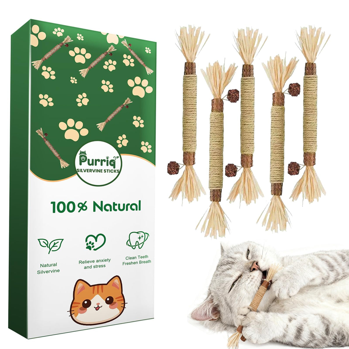 Purriq bâton emballage avant montrant le produit et bénéfice naturel
