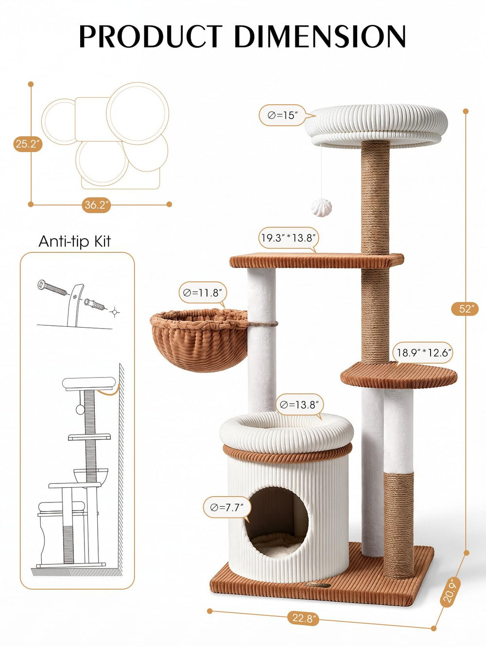Purrlato base renforcée et kit anti-basculement pour stabilité
