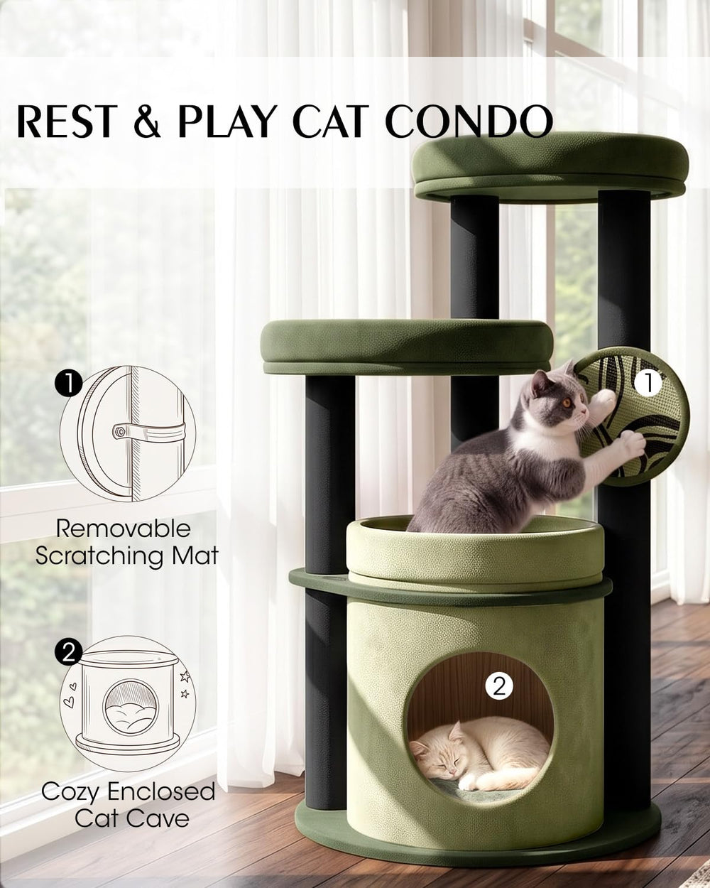 Purrlato base ronde large assurant stabilité pendant sauts et jeux