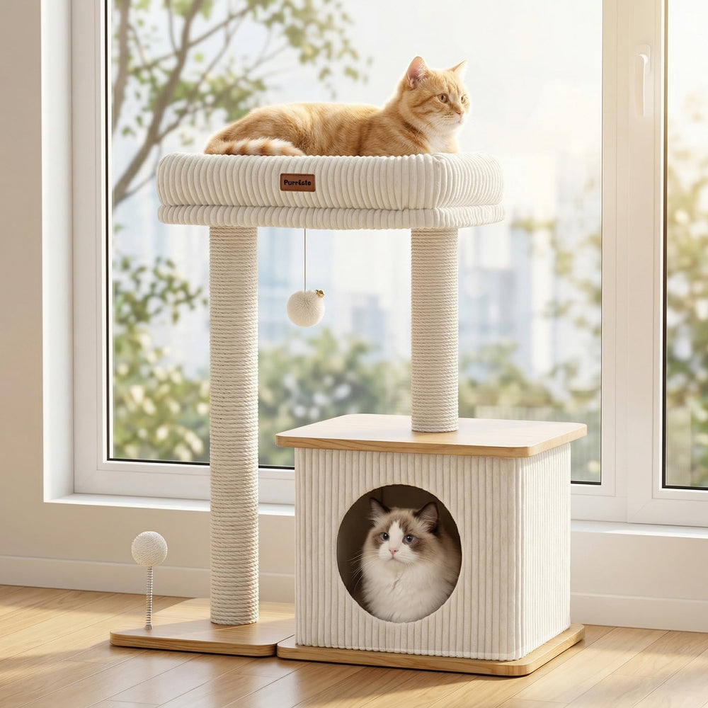 Purrlato vue de face montrant stabilité et design boho