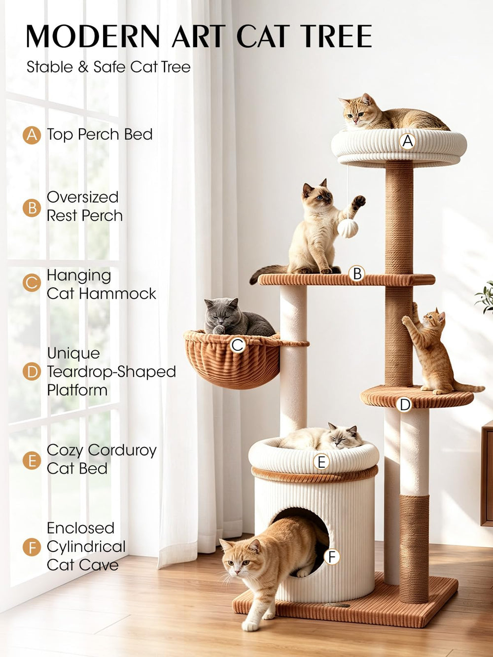 Purrlato perchoir supérieur 15 pouces avec bords pour repos sûr