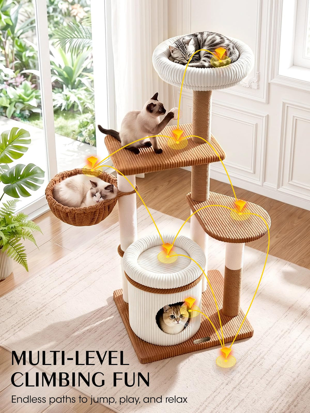 Purrlato poteaux enveloppés de sisal naturel pour griffades protégées