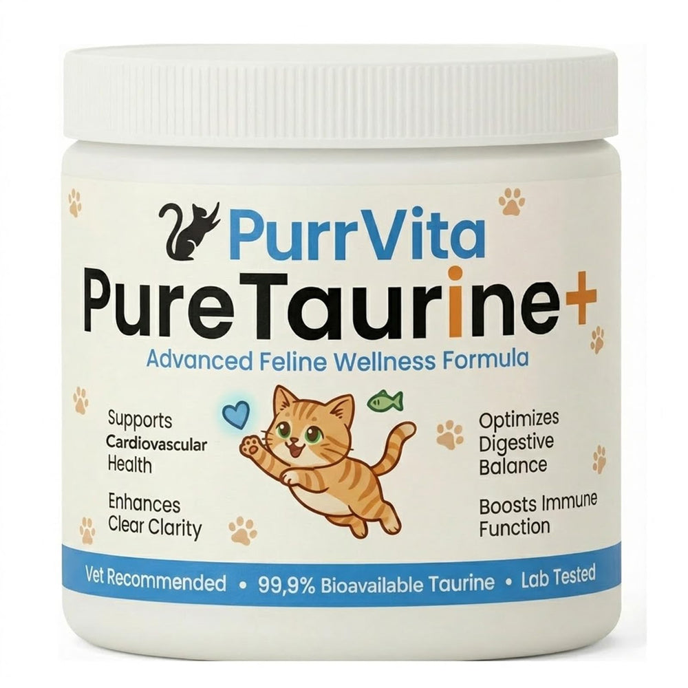 PurrVita boîte avant montrant le conditionnement clair et bénéfice praticité