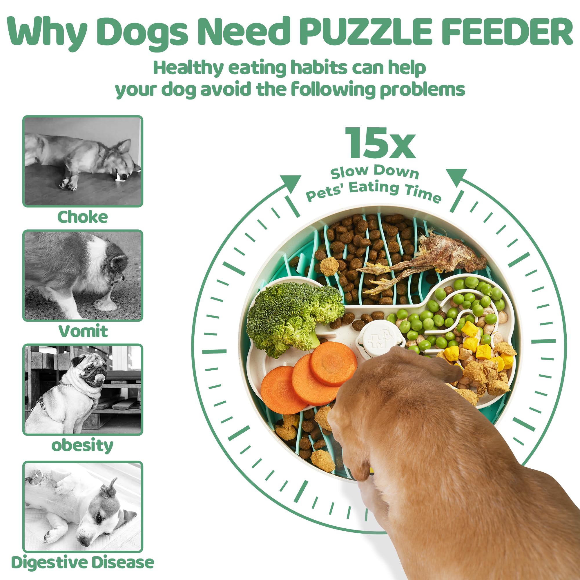 Puzzle Feeder texture de la base antidérapante offrant stabilité au repas