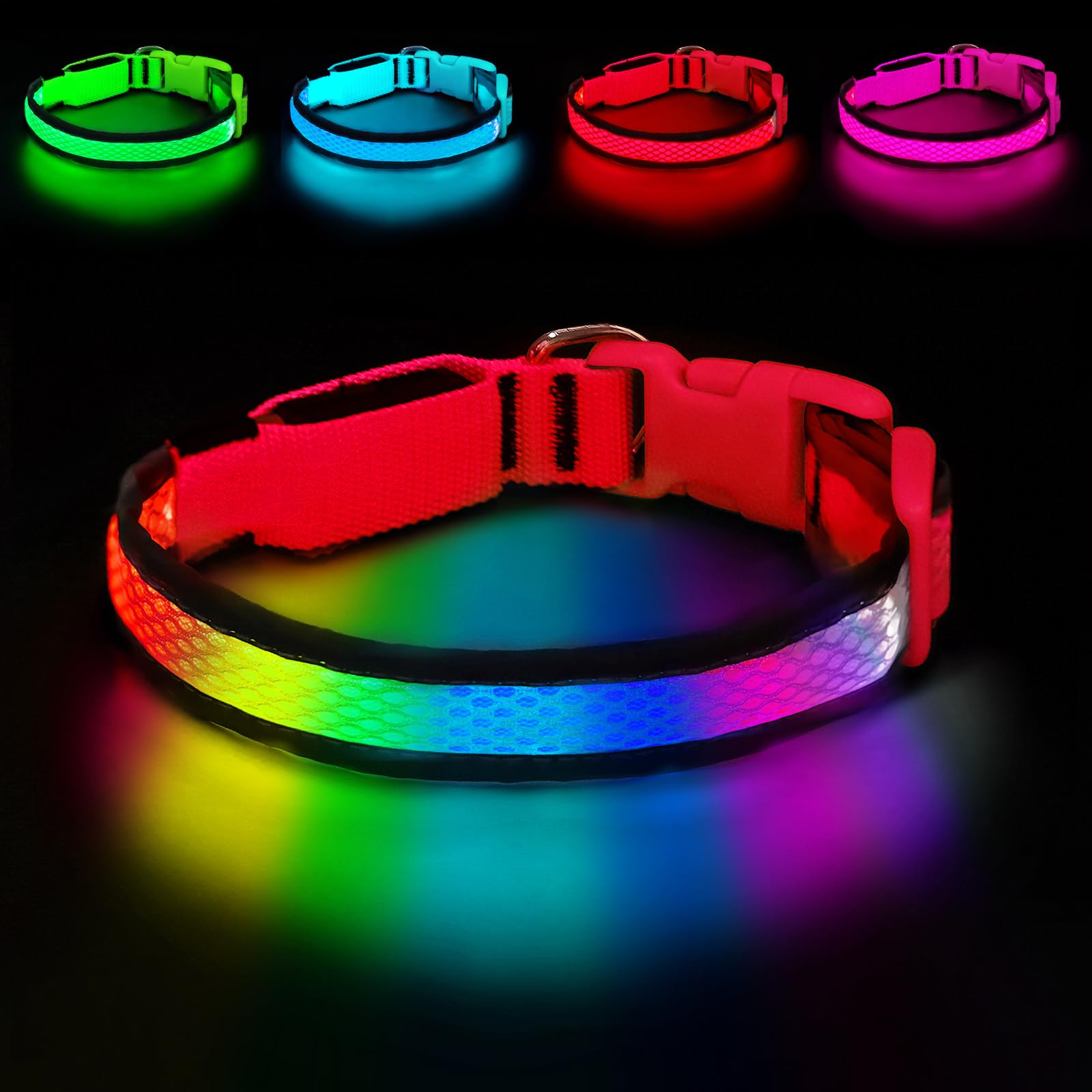 PWOD collier LED face avant montrant le design et visibilité