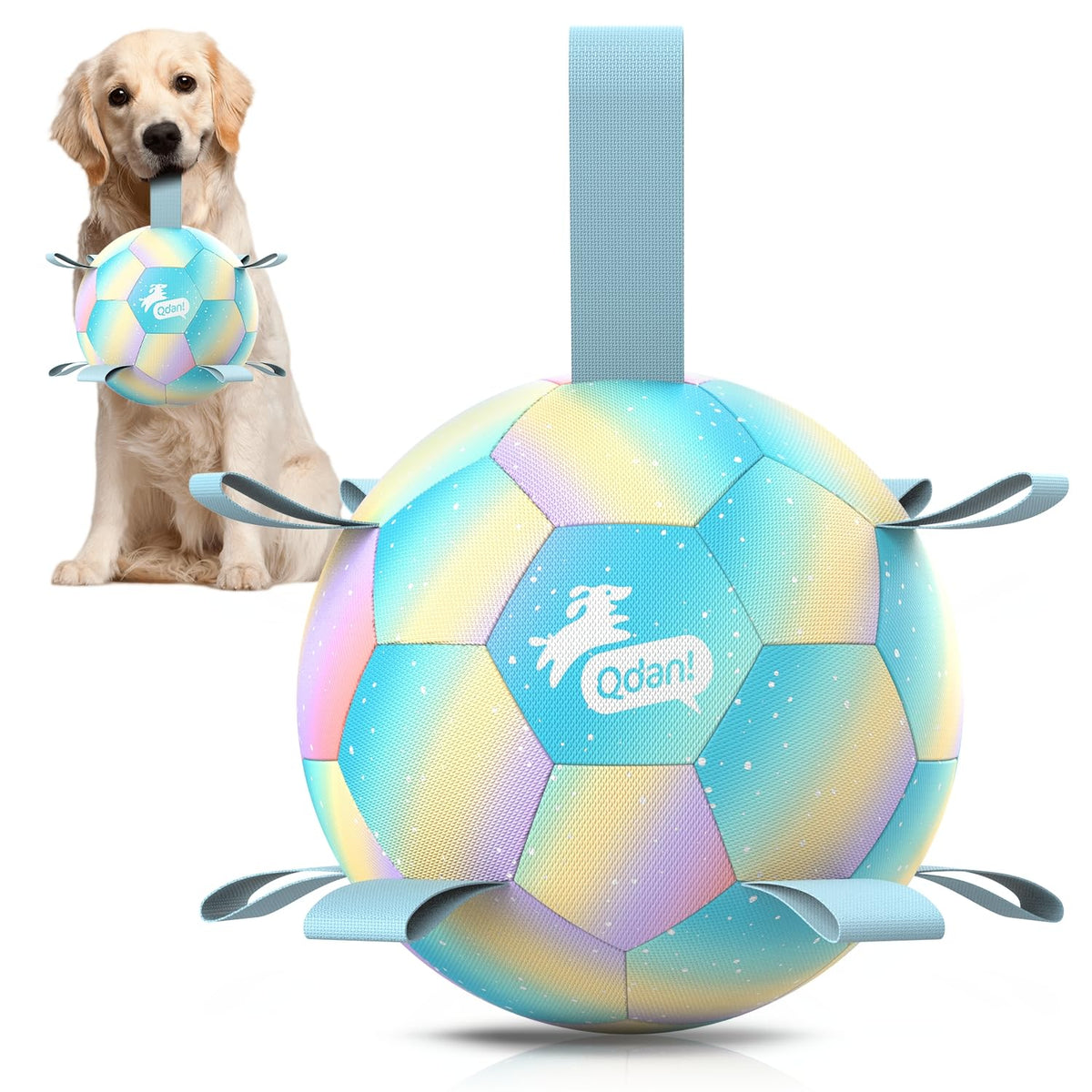 QDAN balle herding face avant montrant motif soccer et couleurs vives pour engagement