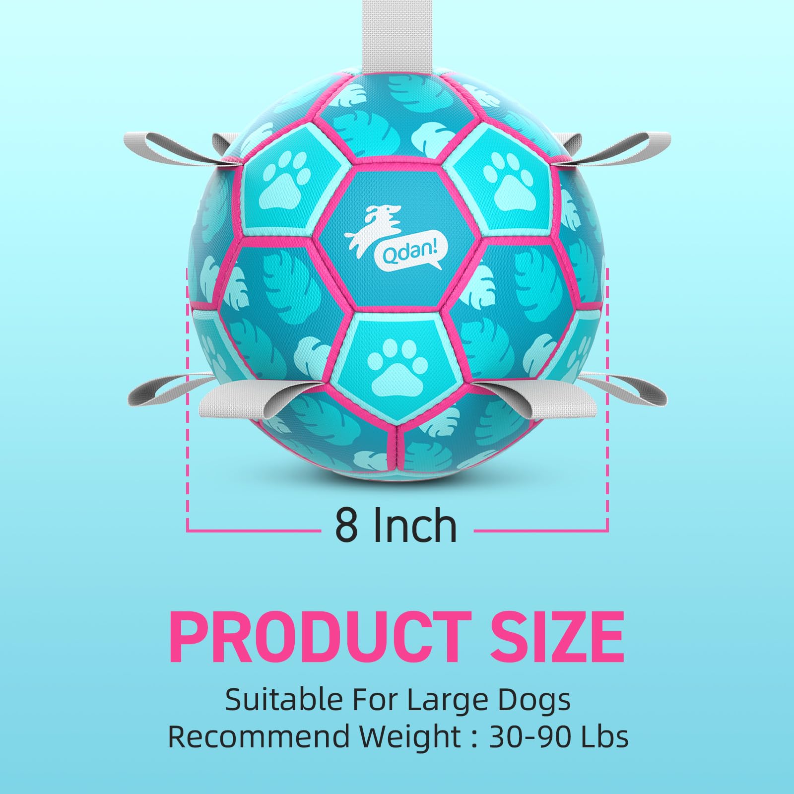 QDAN ballon à côté d'une main pour comparaison de taille 8 pouces