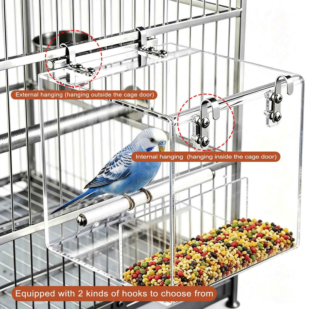 Qinkerlly mangeoire comparaison taille démontrant compatibilité avec cage standard