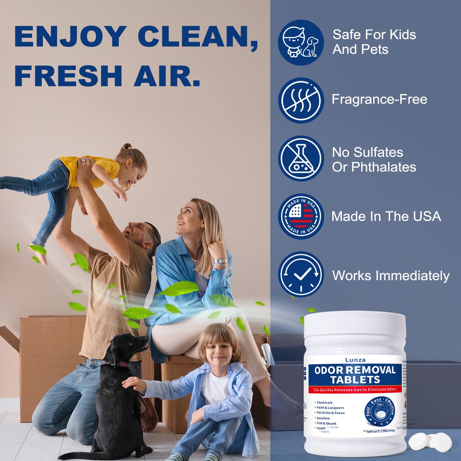 QUBIT scène de vie salon affichant air pur et confort domestique