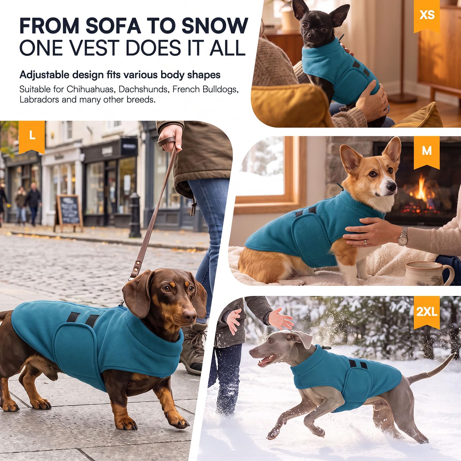 Queenmore petit chien portant le gilet pour sorties chaudes et sûres