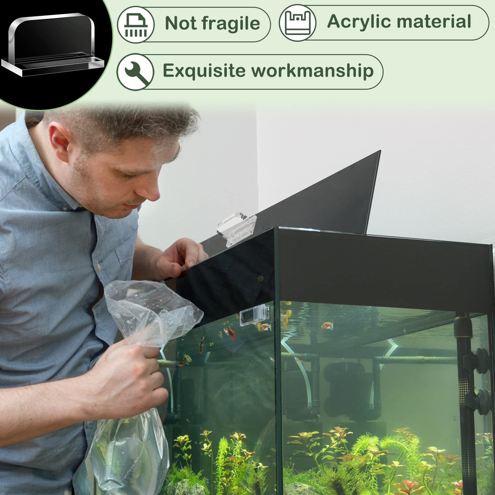 Qunclay poignée aquarium comparatif taille montre dimensions compactes pratiques