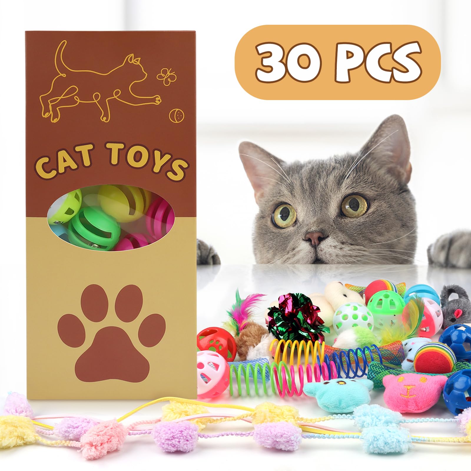 QUOZUO scène de salon chat joue avec jouets pour occuper animals d'intérieur