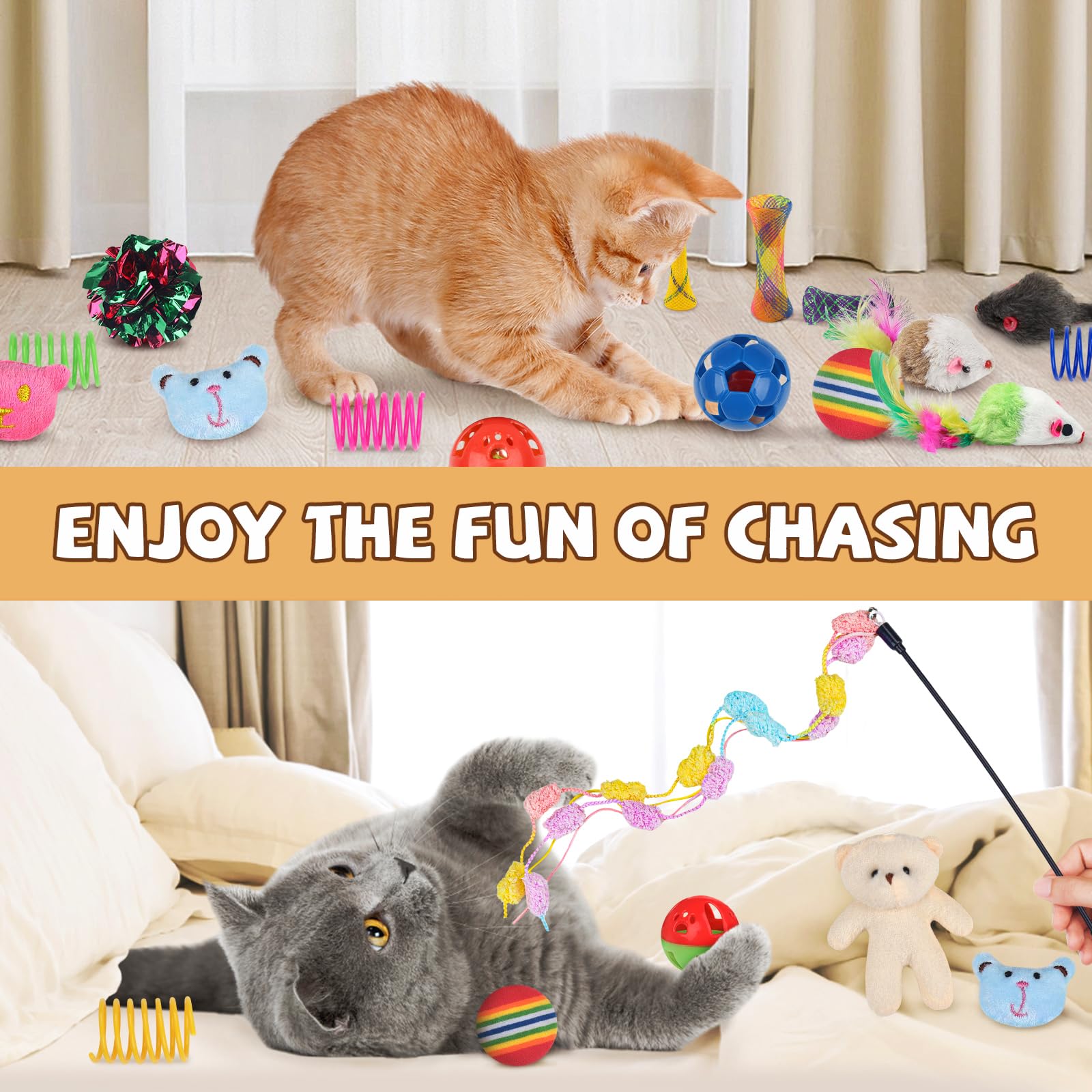 QUOZUO souris en peluche lot moelleux pour stimuler les instincts de chasse