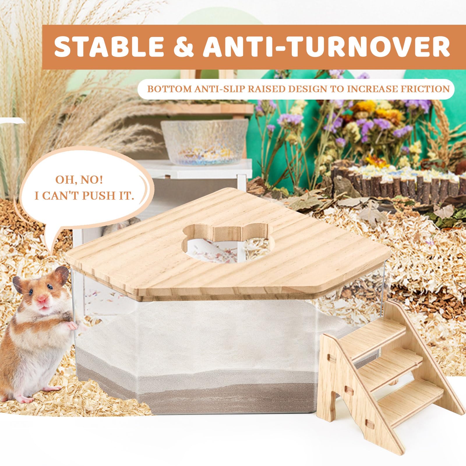 Quxddy couvercle avec ouverture pour ajouter sable sans déranger l'animal