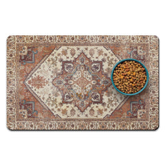 QXWREL face avant du tapis montrant la zone pour gamelles et protection