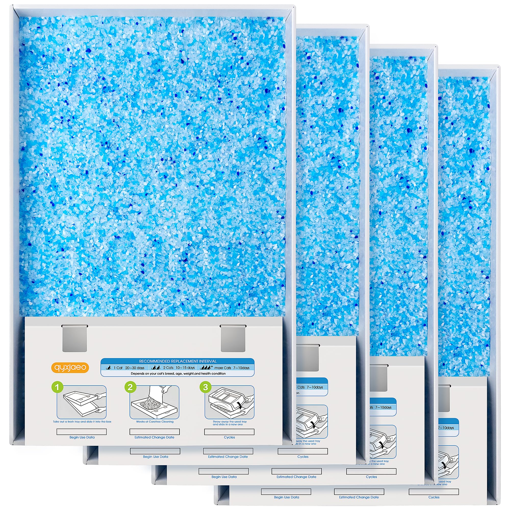QYXJAEO packaging avant montrant couleur bleue et informations produit, facilite le choix