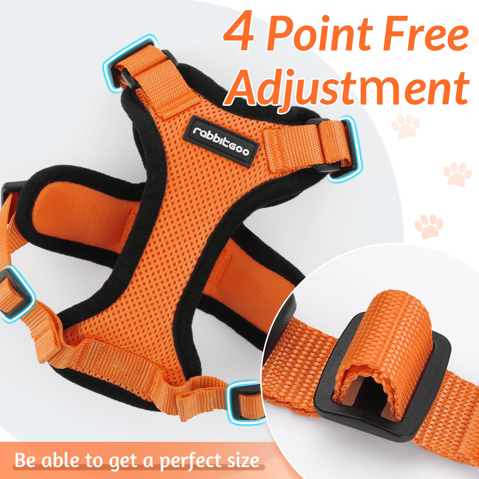 rabbitgoo anneau dorsal renforcé attaché, maintien fiable de la laisse