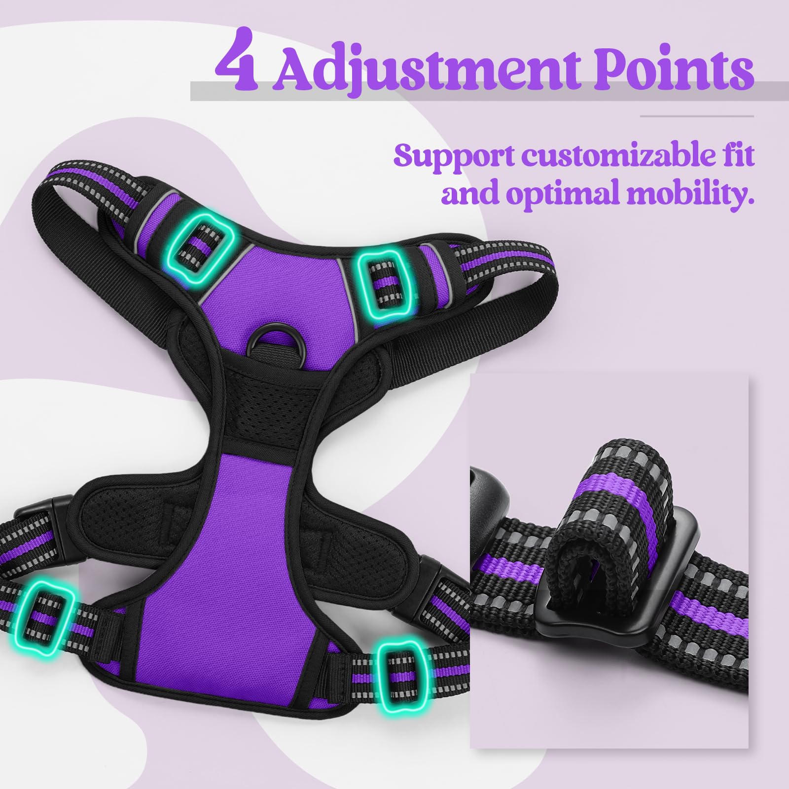 rabbitgoo harnais attache dorsale et poignée pour maintien facile