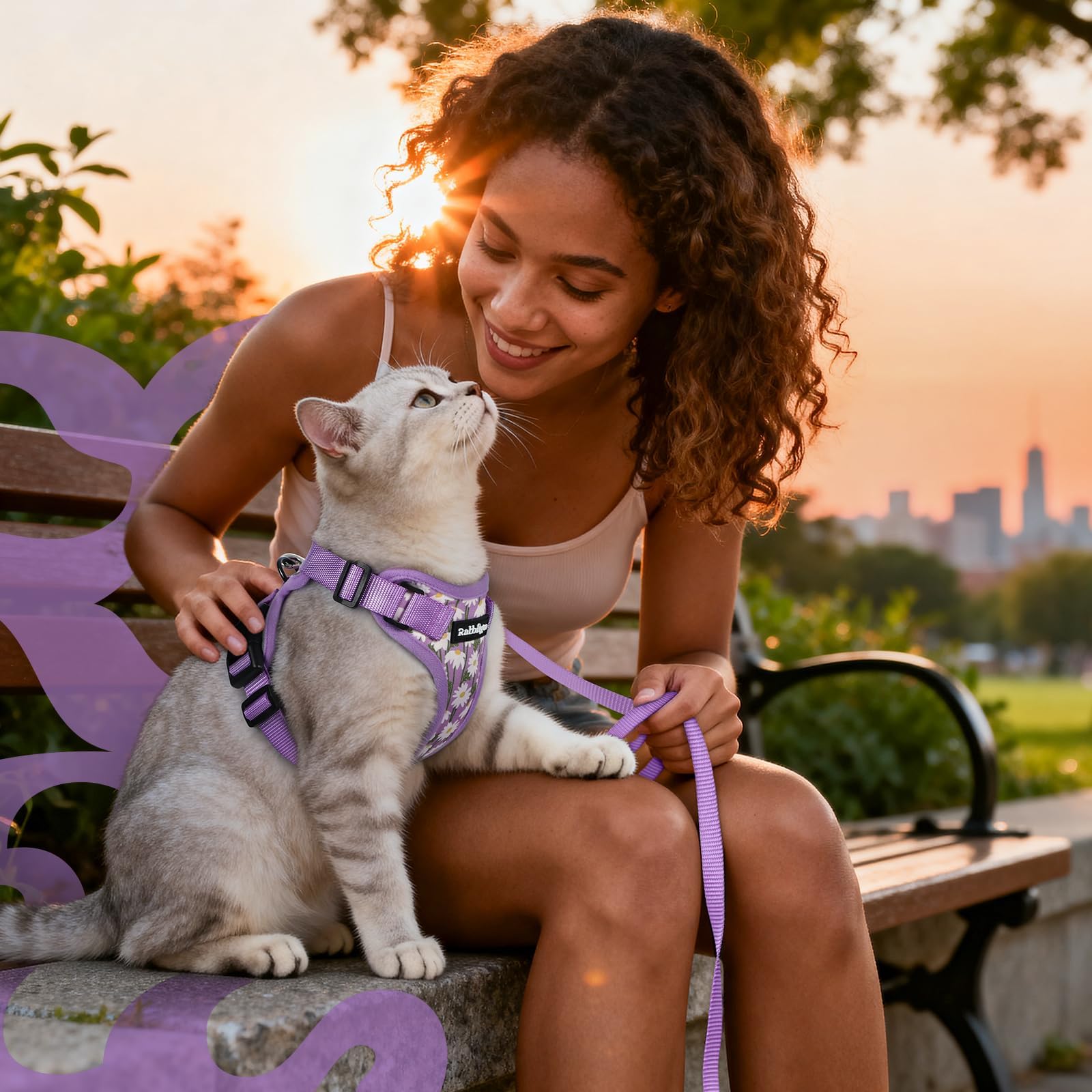 rabbitgoo harnais comparaison taille montrant ajustement adapté au chat