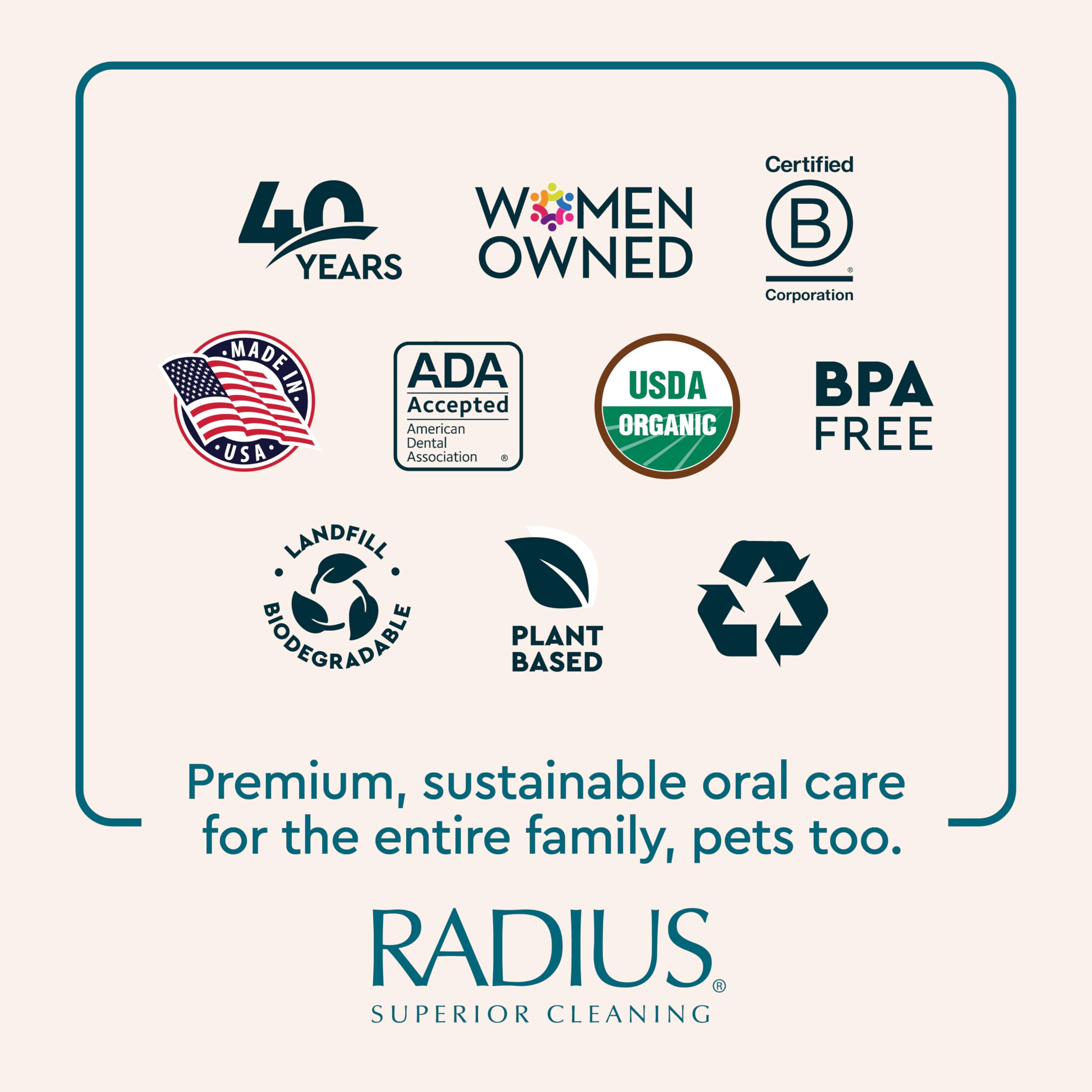 RADIUS zoom étiquette ingrédients montrant formule sans xylitol