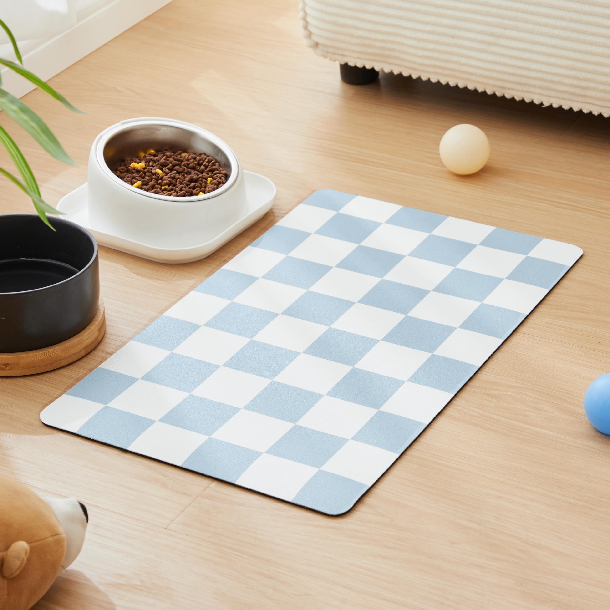 Ralxion tapis face avant damier bleu clair protège sol et égaye espace