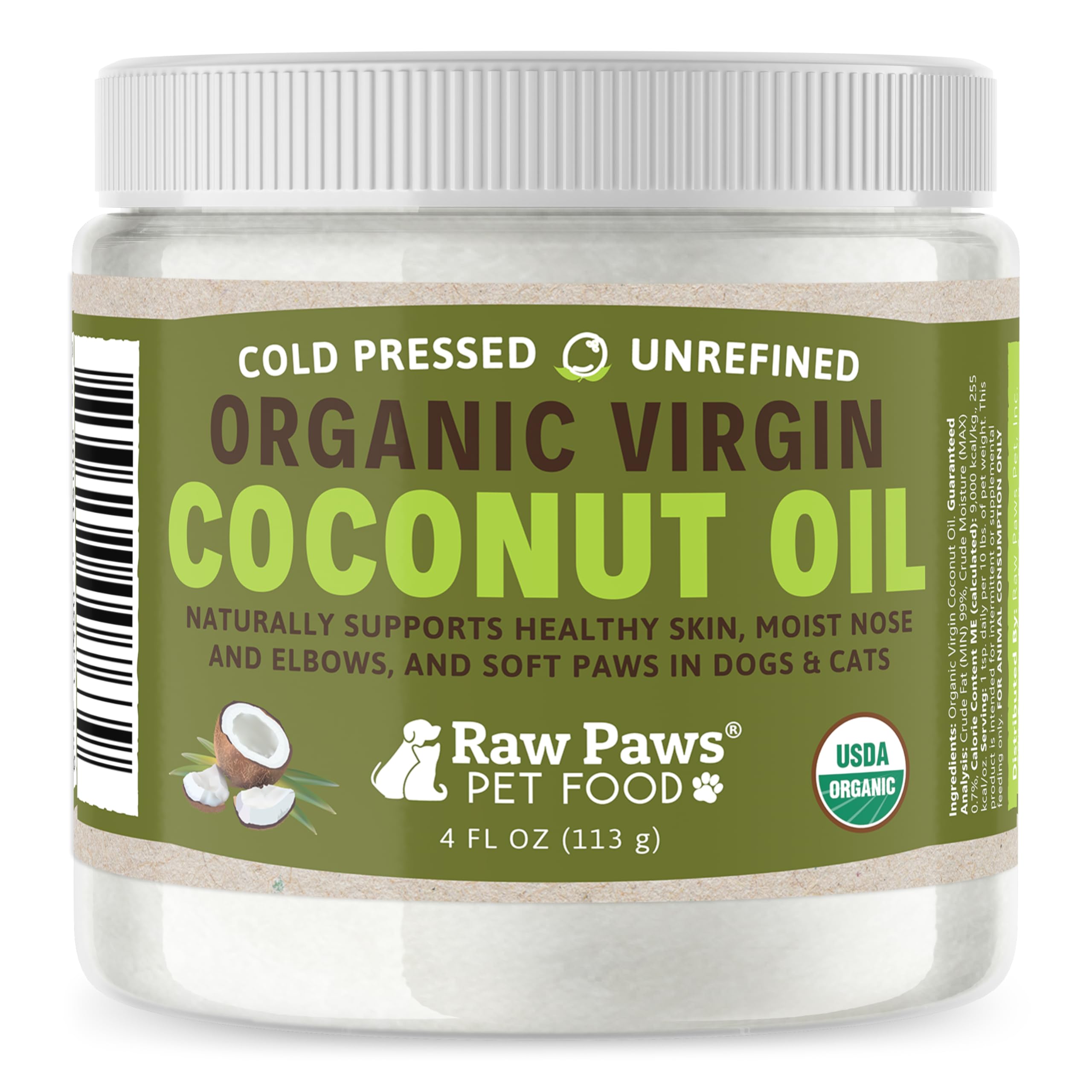 Raw Paws emballage avant montrant le pot et l'étiquette bio utile