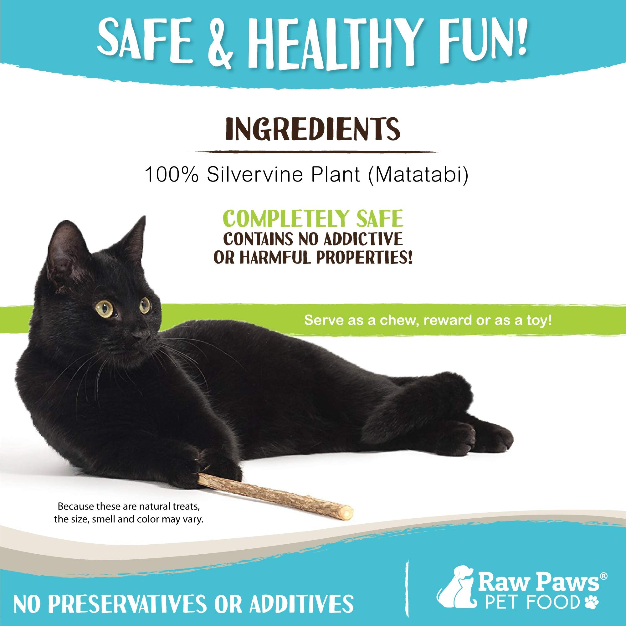 Raw Paws bâton en main pour montrer l'échelle et faciliter le choix