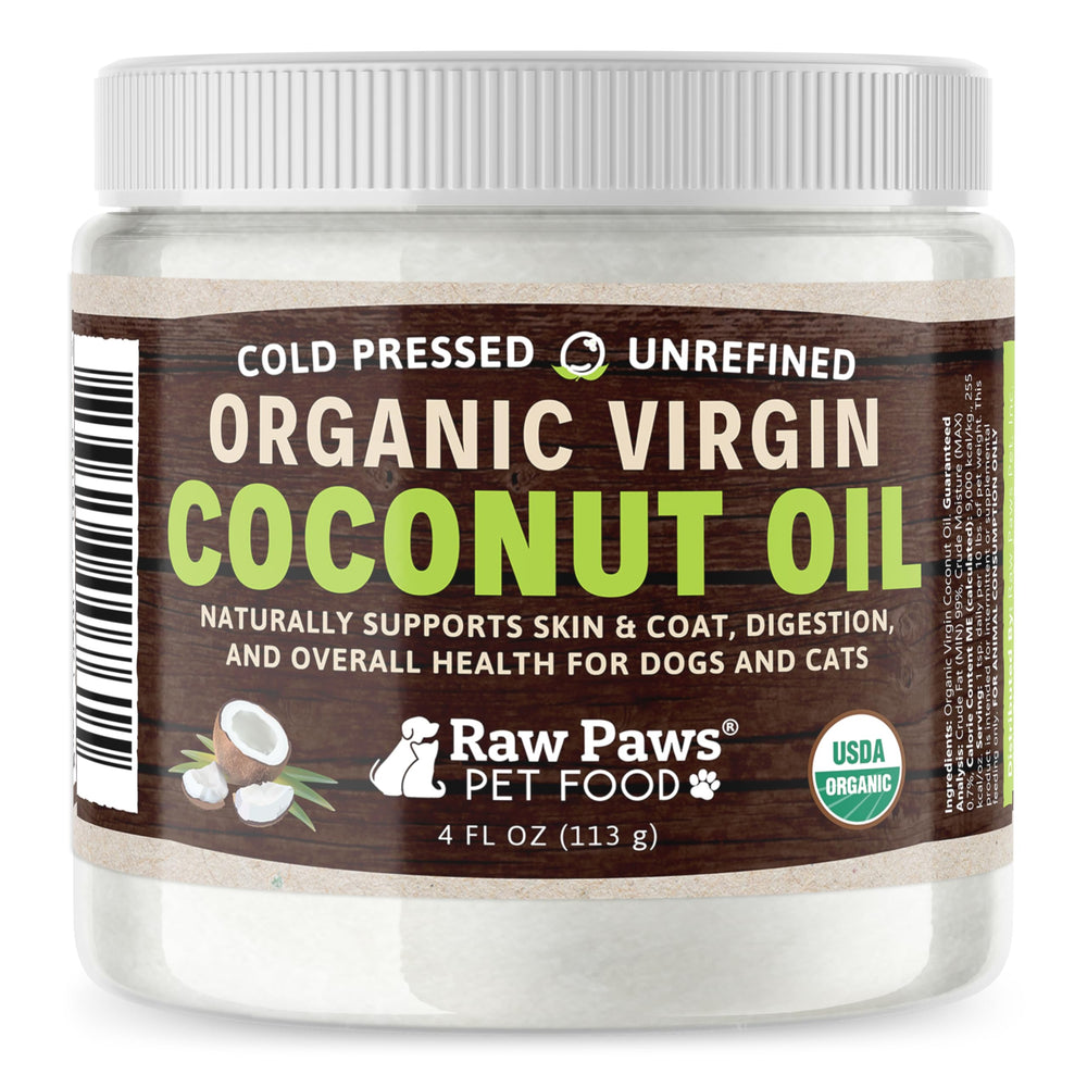 Raw Paws pot avant montrant emballage et ingrédient unique pour soins naturels
