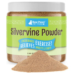 Raw Paws paquet 75 g de silvervine montrant l’emballage et l’information produit