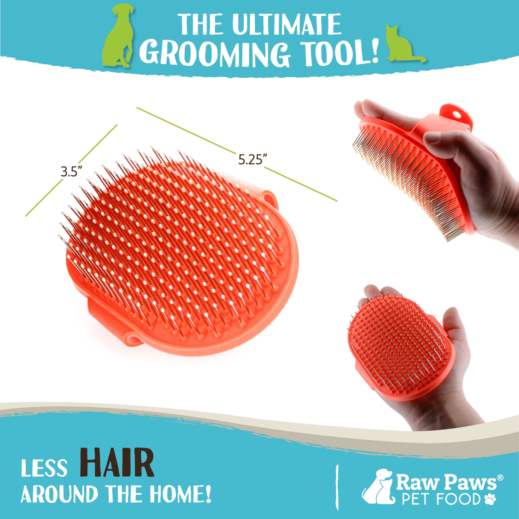 Raw Paws brosse utilisée sur chien, démêle et masse pour plus de confort