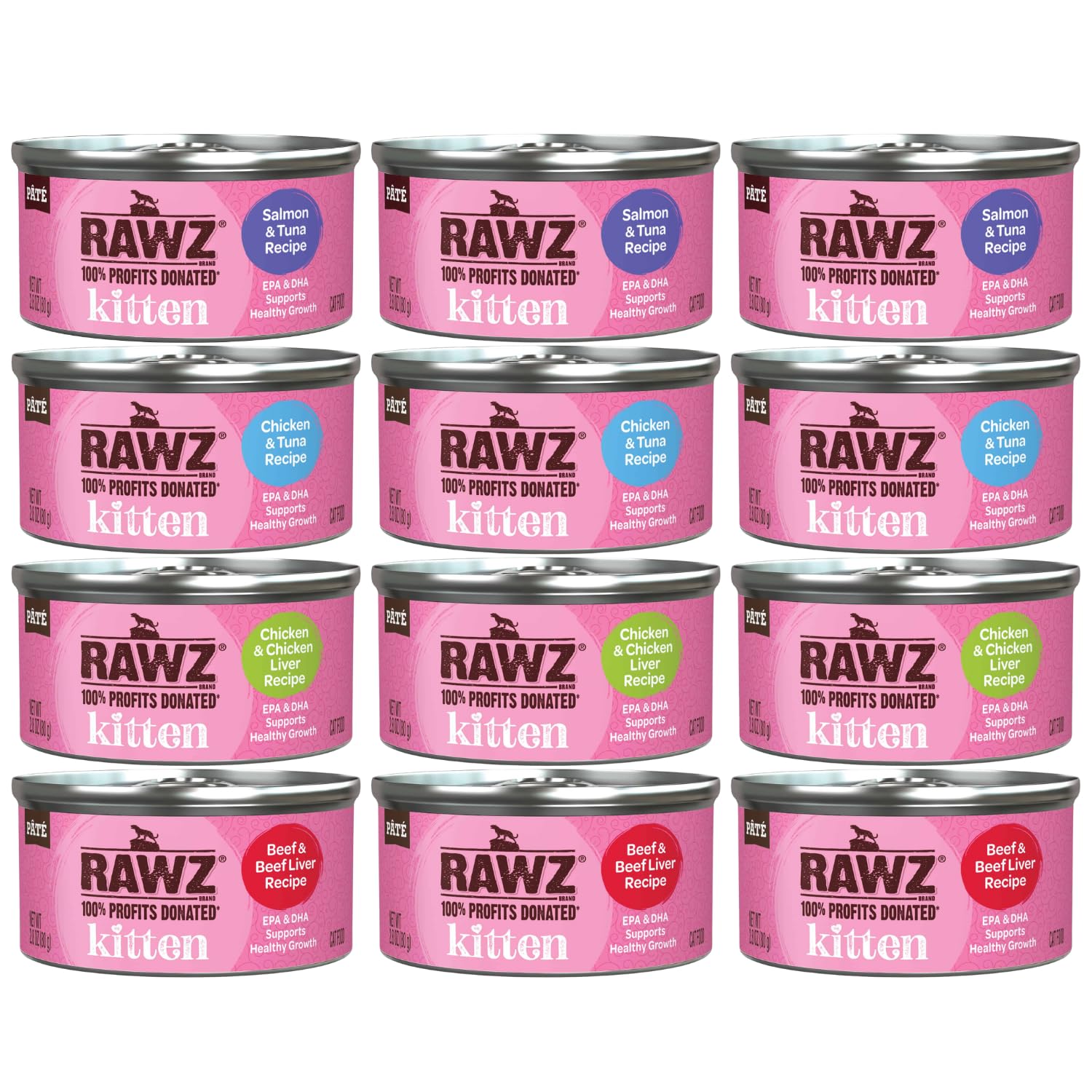 Rawz boîte devant montrant l'étiquette et la saveur, appétence visible