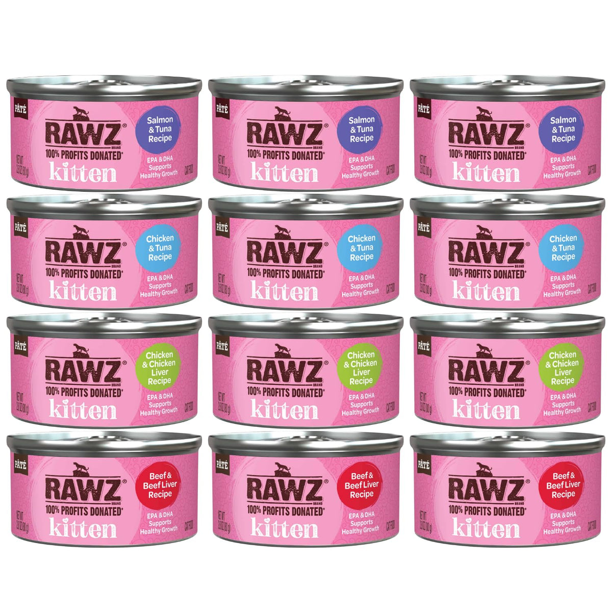 Rawz boîte devant montrant l'étiquette et la saveur, appétence visible