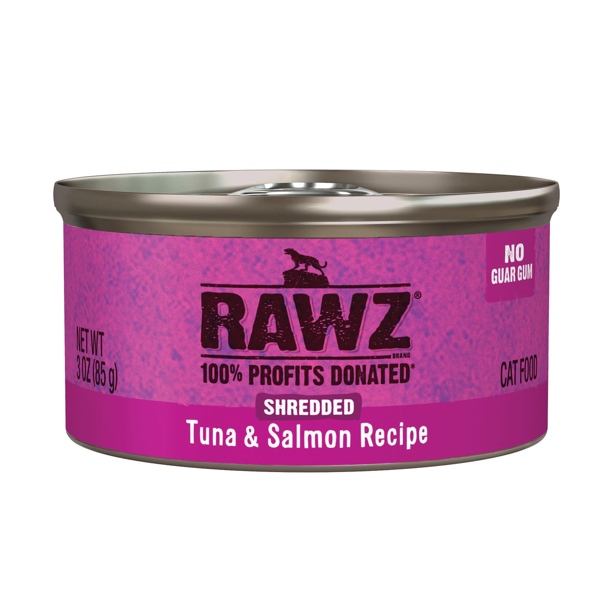 Rawz face de la boîte Tuna & Salmon montrant l’emballage attractif et sain