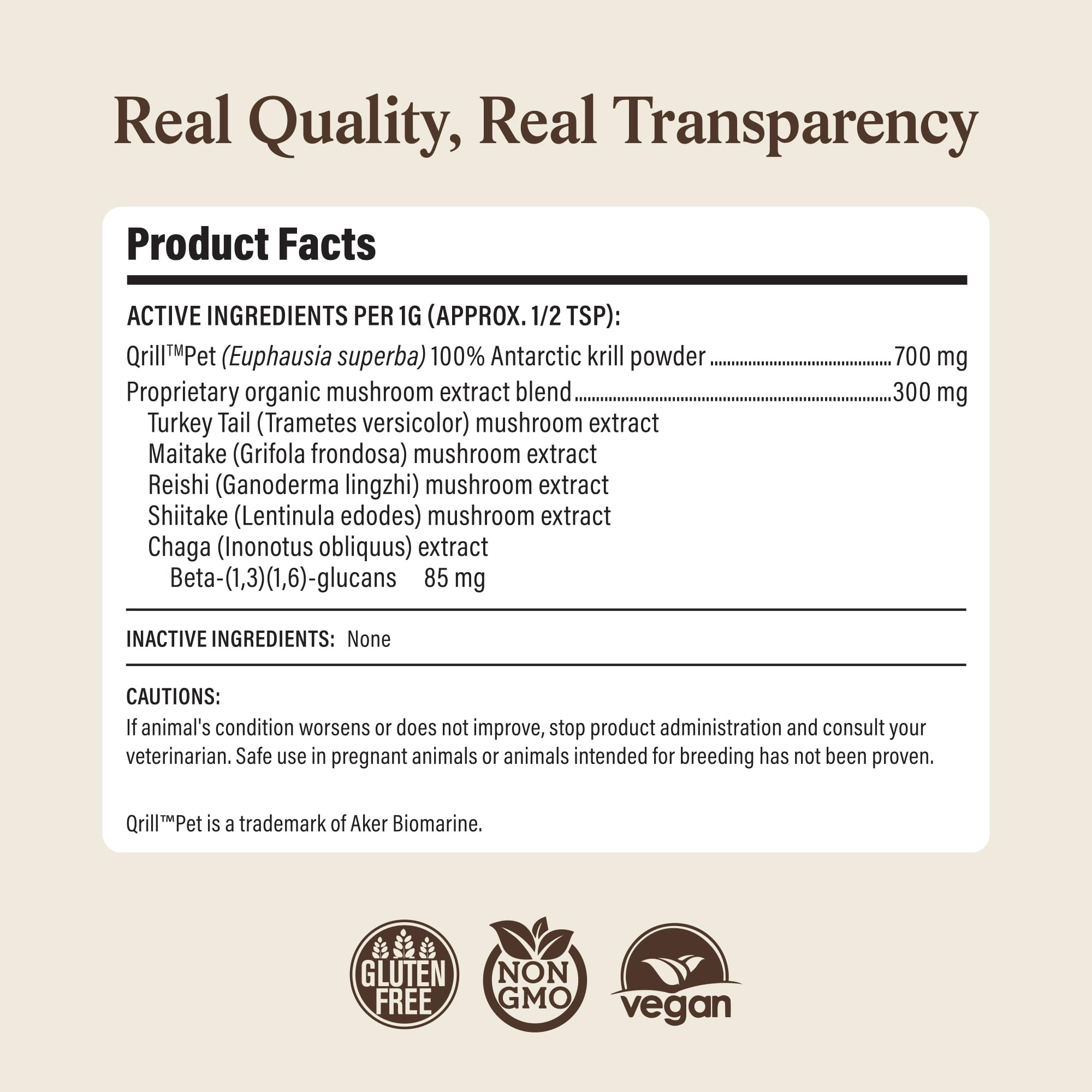 Real Mushrooms krill Qrill Pet focus ingrédient marin apport nutritif