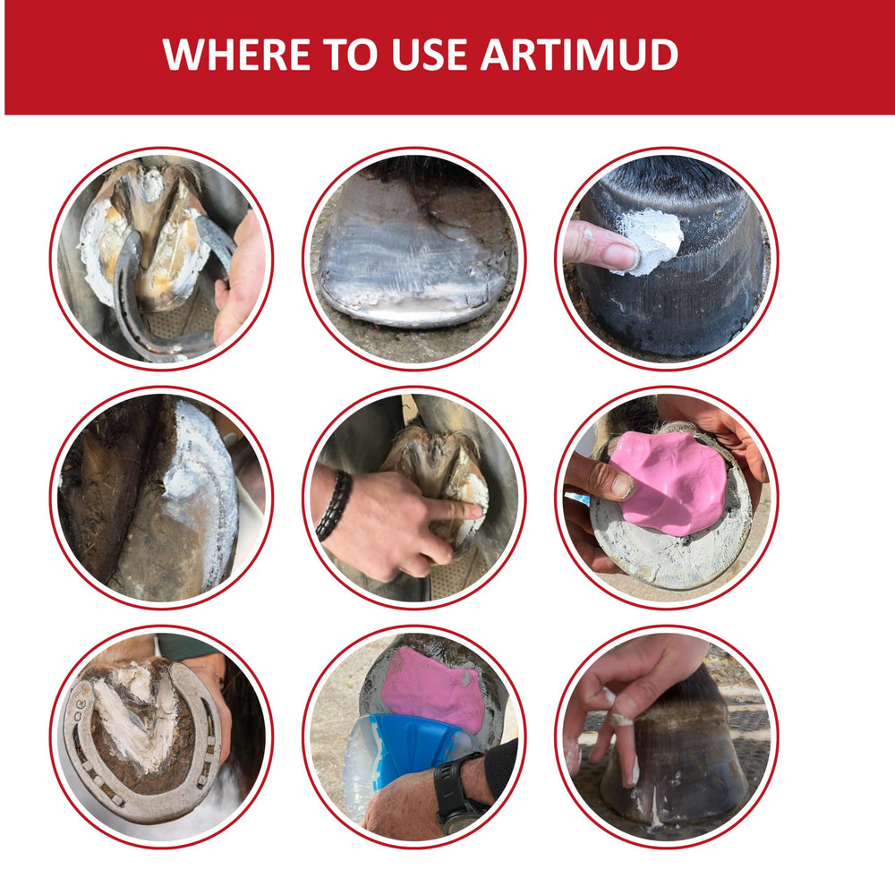 Red Horse Artimud en application sur sabot montrant facilité d'utilisation