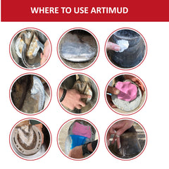 Red Horse Artimud en application sur sabot montrant facilité d'utilisation