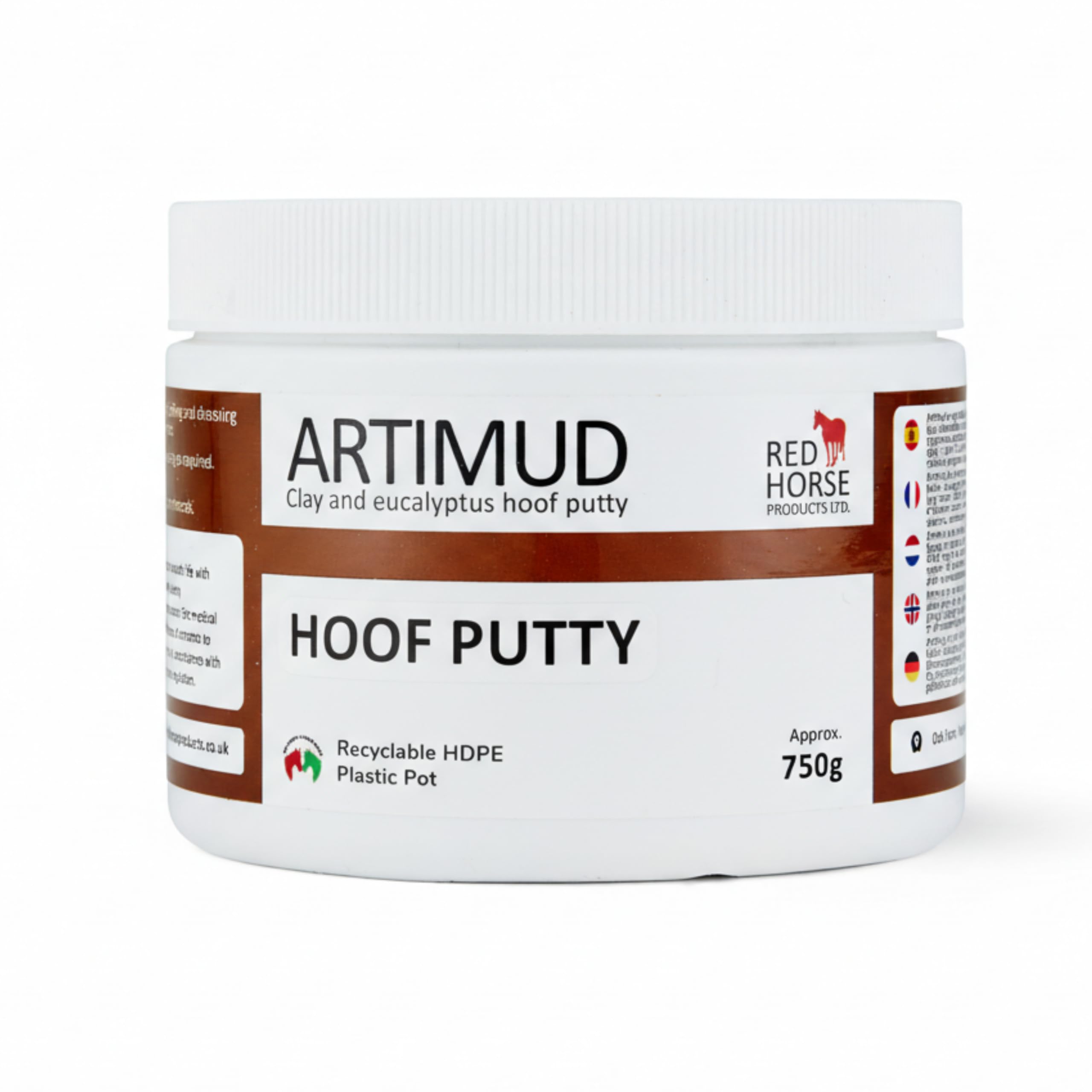 Red Horse Artimud pot avant montrant la marque et protection durable