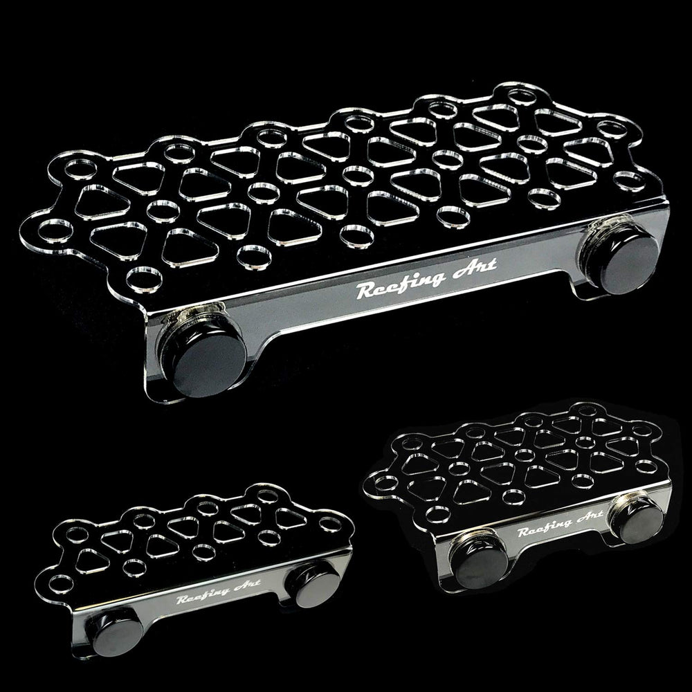 Reefing Art rack face avant montrant 41 plugs et organisation efficace