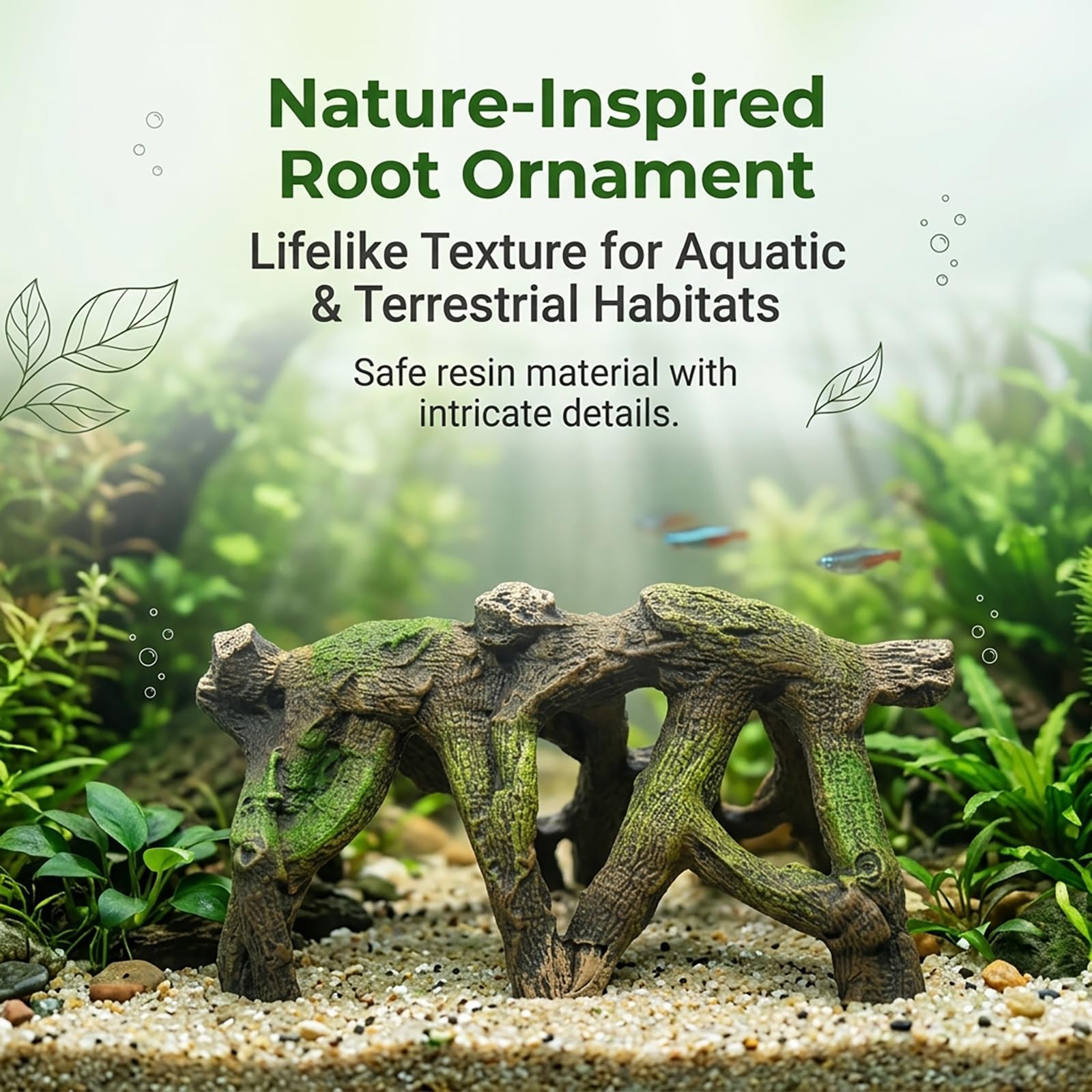relaqcc tronc dans terrarium avec gecko fournissant zone d'observation