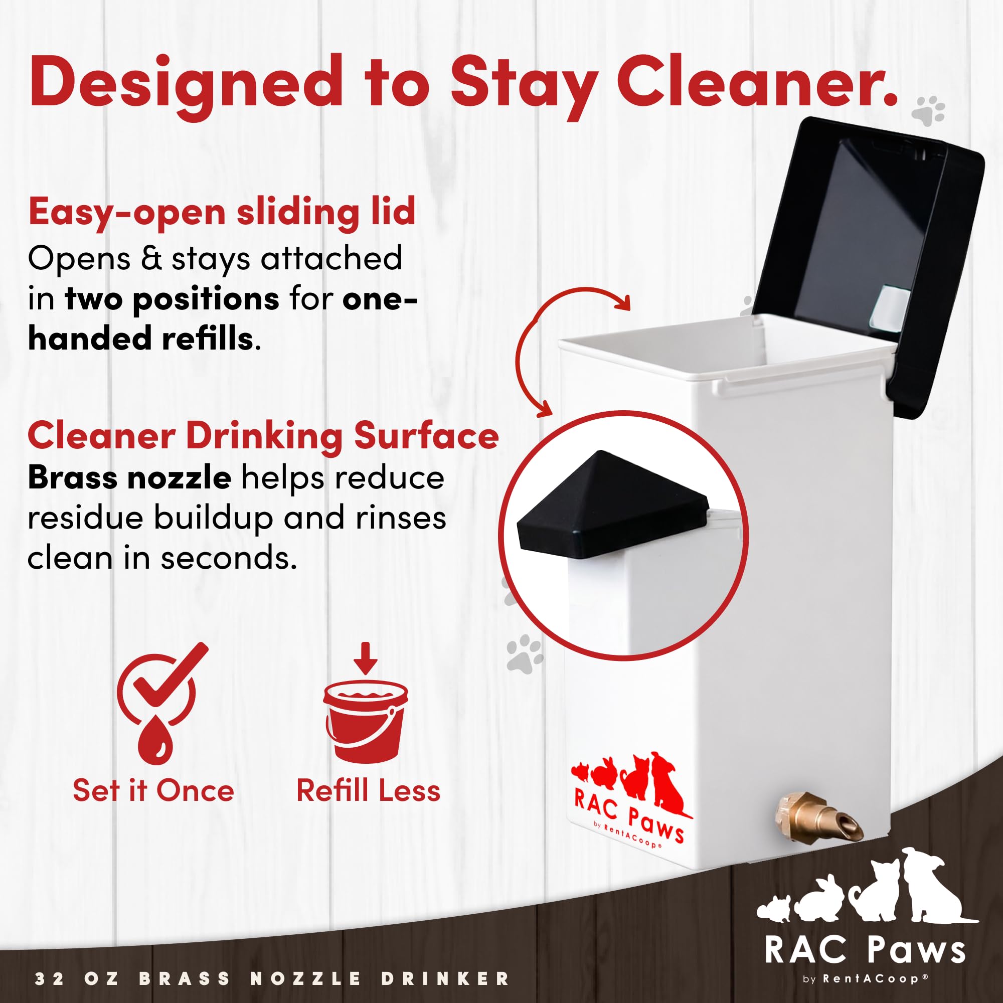 RentACoop RAC Paws utilisé par un lapin illustrant hydratation propre
