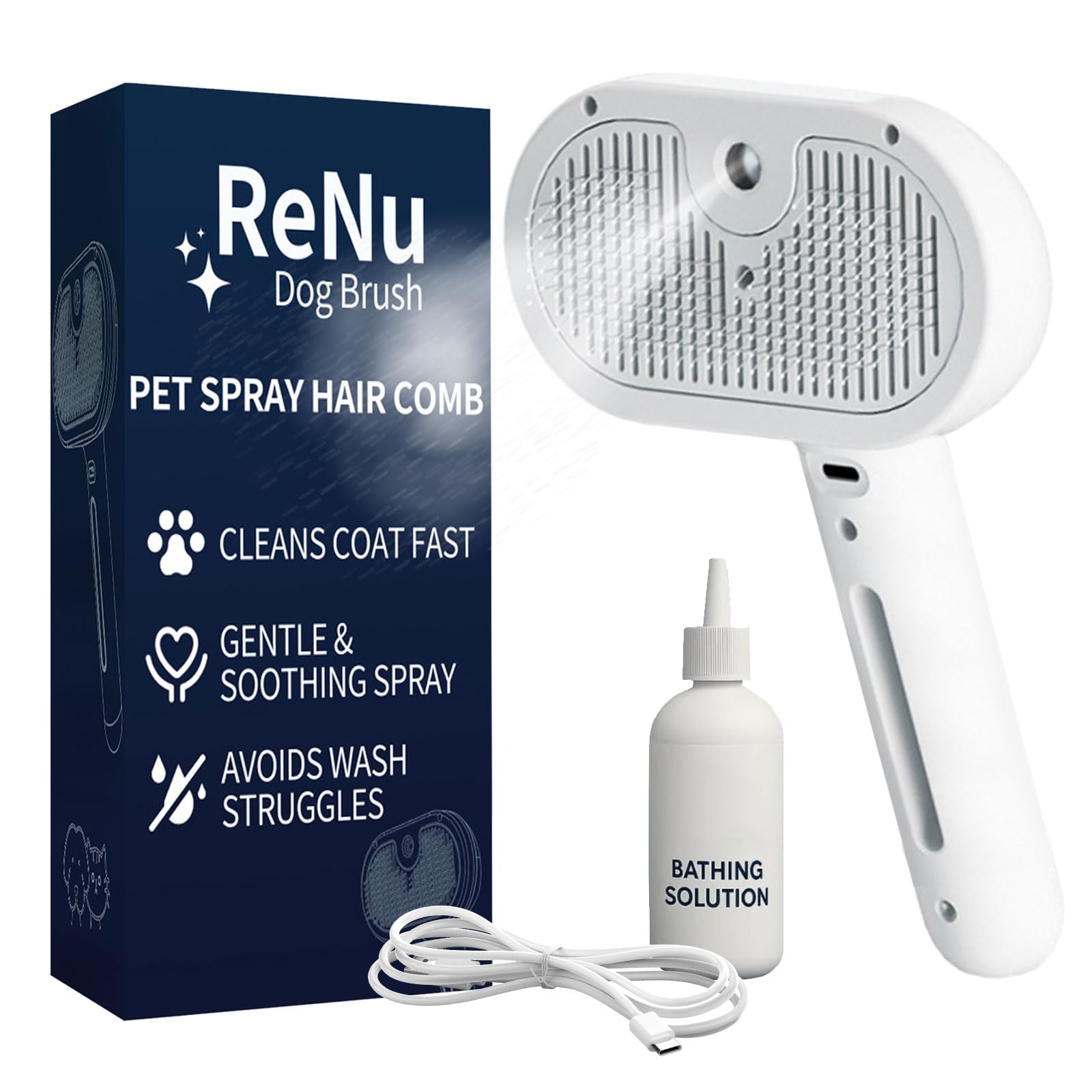 ReNu Dog Brush face avant montrant le design compact et facile à saisir
