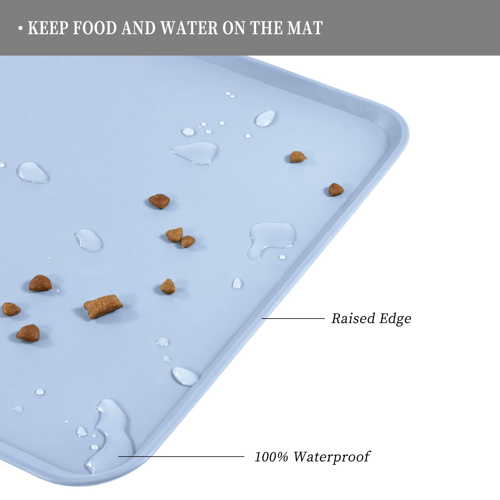 Reopet détail bord relevé contenant liquide pour éviter taches