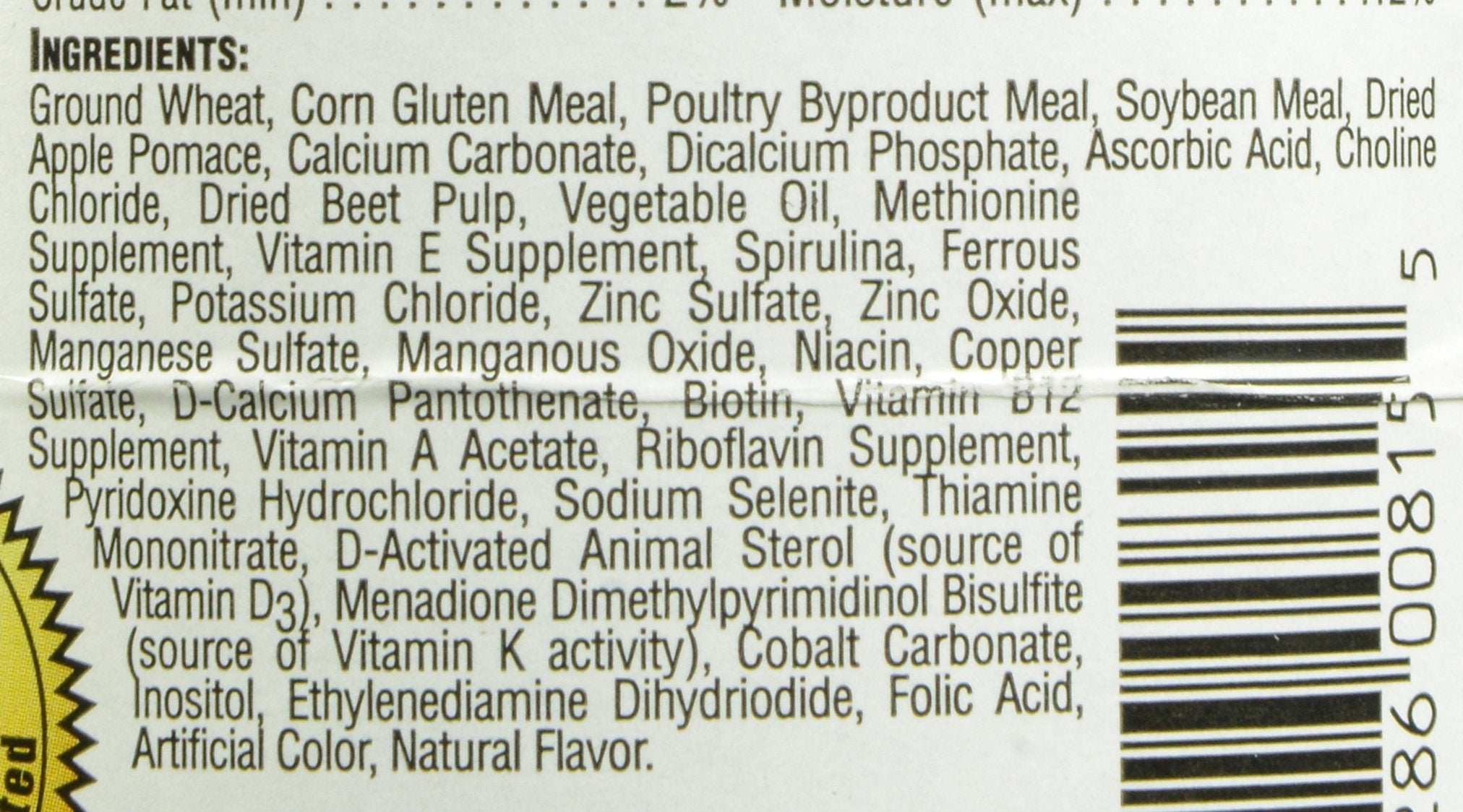 Rep-Cal étiquette ingrédients mettant en avant les vitamines et calcium