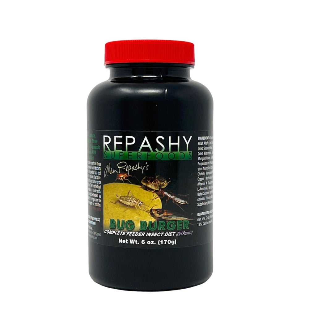 Repashy pot 6 oz emballage avant montrant la marque et l'usage pour insectes